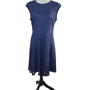 Wisp Ladies Size 12 Navy Lace Crochet Sleeveless A-Line Dress